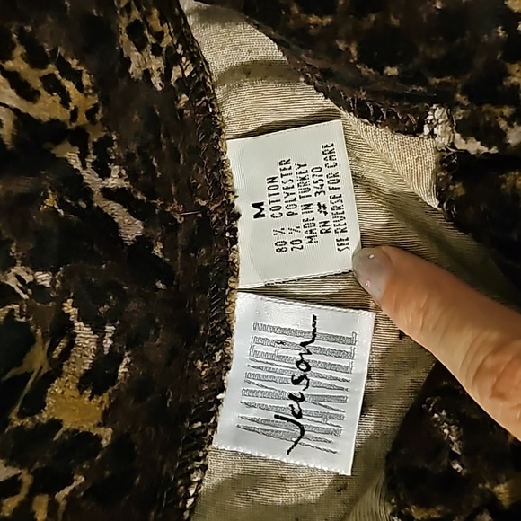 Jason Maxwell button-down top velour animal print leopard 🐆 M/L - Picture 4 of 4